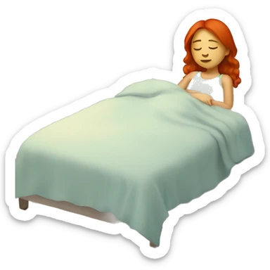A red-haired girl sleeping on the bed  sticker