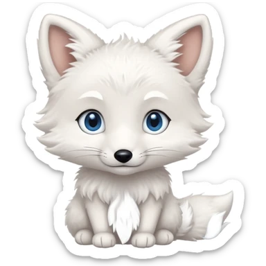 a white baby fox with blue eyes emoji sticker
