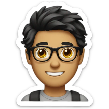 Handsome boy With attractive glasses and black hair sticker