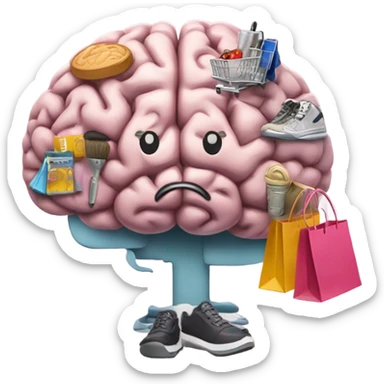 brain thinking shopping makeup handbags clothes footwear food   sticker