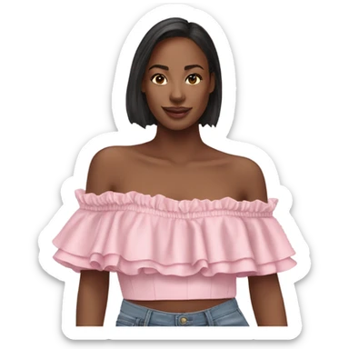 Realistic pink ruffle off shoulder top, isolated sticker