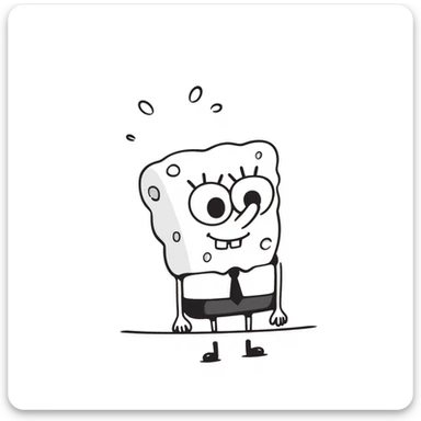 Spongebob Squarepants in hand-drawn doodle style, playful and sketchy sticker