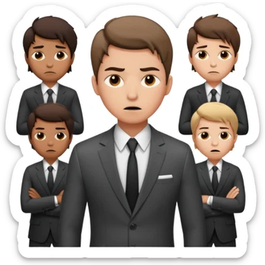 a liittle tired and frustrated entepreneur (only his face). with suit and only a little bit emotional face. young entepreneurs with various suits, but in classic colours. various hair sticker