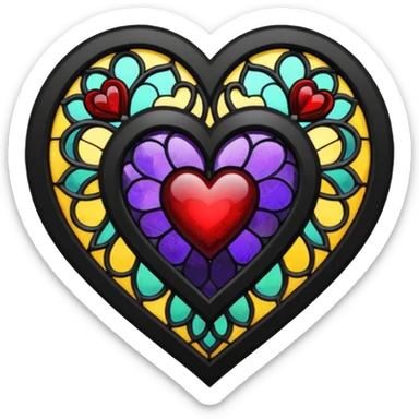 goth heart with a gothic stained glass sticker