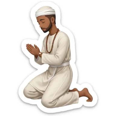 молящийся черный  мусульманин в полный рост с боку на коленях sticker