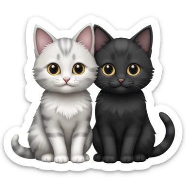 White and grey kitten and black cat sticker