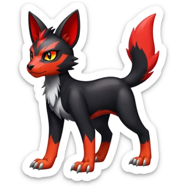Cool edgy Torracat-Houndour-Digimon, full body sticker