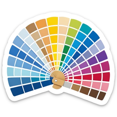 Pantone color swatch fan. The swatches should be fanned out, each with a different color. sticker