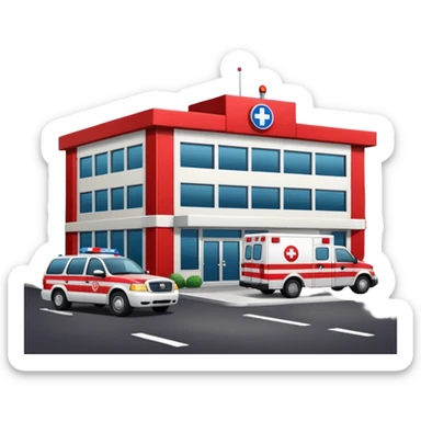 Emergency Medical Services department building with Emergency Medical Services car near sticker