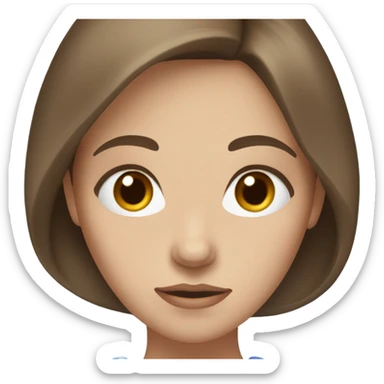 beautiful sad yang women fair skin blue eyes  brown hair figure sticker