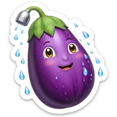 an eggplant taking a shower sticker