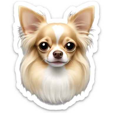 White and sable long haired apple head chihuahua  sticker