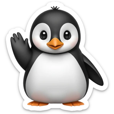 Cute penguin waving sticker