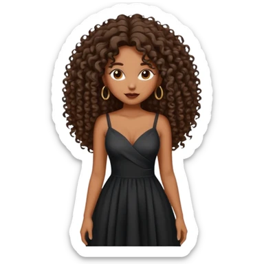 brown skinned lady with curly black hair, shoulder long hair, messy, nice curves sticker