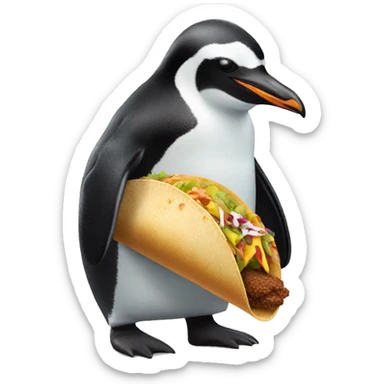 penguin holding taco bell sticker