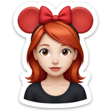 red haired girl with red mickey ears sticker