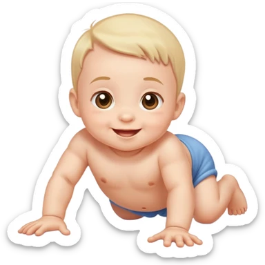 happy and playful baby crawling on the floor sticker