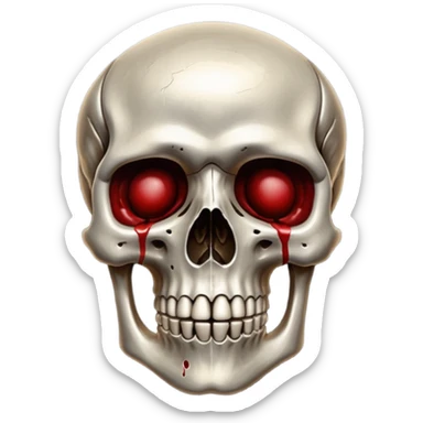 metallic anatomic bones with traces of blood, steel texture, dark dramatic tone, clean background sticker