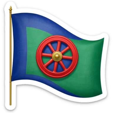 Bandera gitana con rueda roja enel medio i azul arriba dela bandera i verde abajo sticker