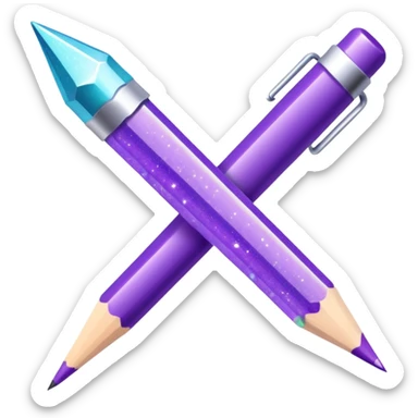 Glitter Purple and Cian pencil hand write  sticker