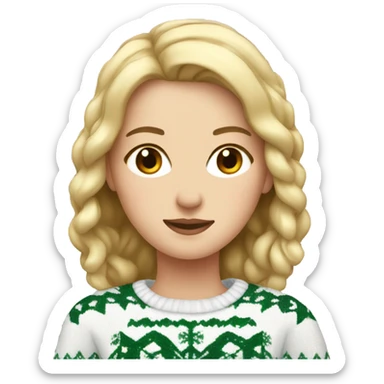 White Girl wearing in Christmas sweater  sticker