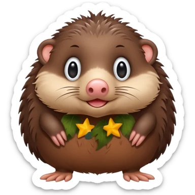 a sideways standing star nosed mole sticker