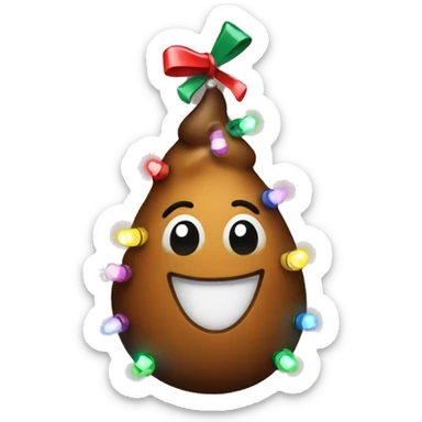 Poop emoji wearing Christmas lights sticker