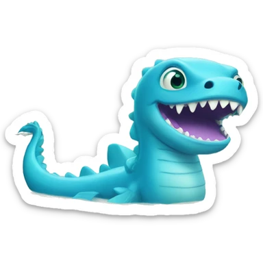 a cute girl blue lochness monster that is a little fat sticker