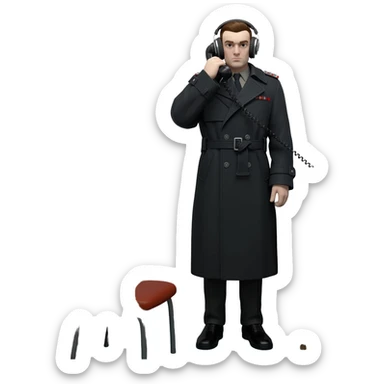 Phone tapping, listening gears like radio and headphones, GDR German Secret police sticker