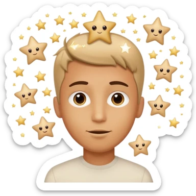 Quiero un emoji con el rostro de Félix de straykid, pero con los ojos más rasgados y con corazones, estrellas y destellos de luces alrededor y que sobre su cabeza diga te amo Josefa con letras modernas sticker