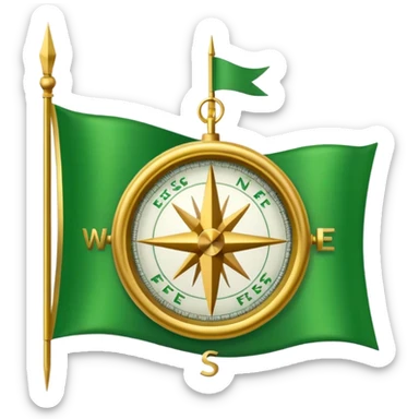 compass with a #5fe089 green color flag behind it sticker