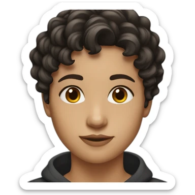 matt girl with short wavy dark hair sticker