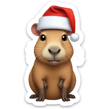 Capybara with a Santa hat on￼ sticker