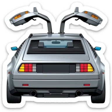 Silver DMC 12 Delorean backshot sticker