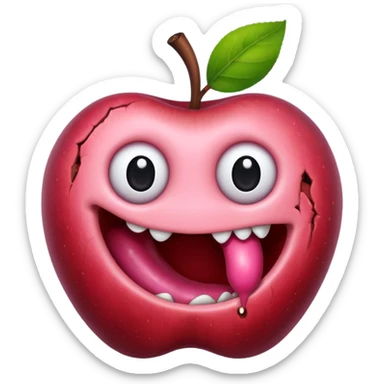 cute worm in ruined apple sticker