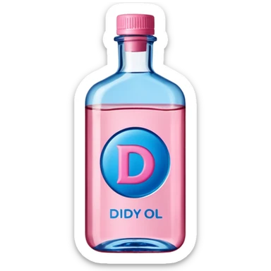 bottle of oil blue top pink outside with logo that says Diddy oil sticker