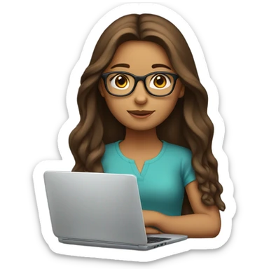 girl-brown-long-hair-with-laptop-and-glasses sticker