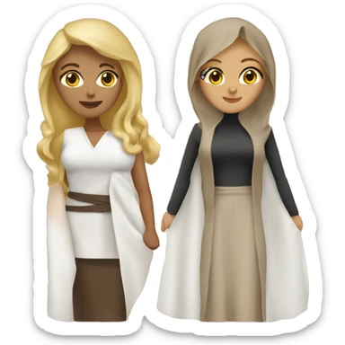 hot arab mom with brown hair and hot arab mom with blonde hair holding hands sticker