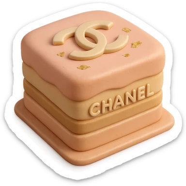 pastel fondant cake art style Chanel opera cake with logo and gold leaf sticker