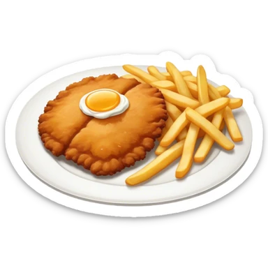 a tasty schnitzel with fries sticker