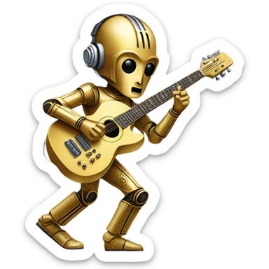 c3p0 playing electric race car guitar sticker