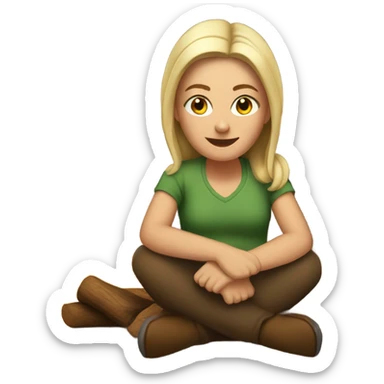 White woman sitting by the fire sticker