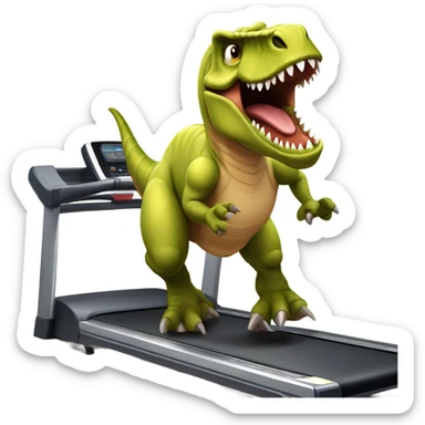 dinosaur runs on a treadmill sticker
