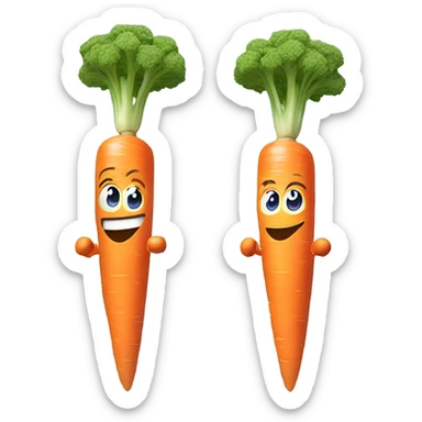 Generate an energetic carrot emoji wearing a sweatband, lifting tiny dumbbells, and looking motivated. sticker