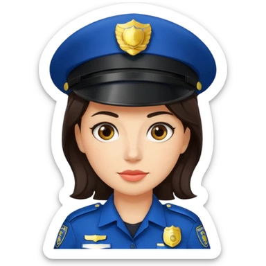 police woman with dark brown hair and bright skin sticker