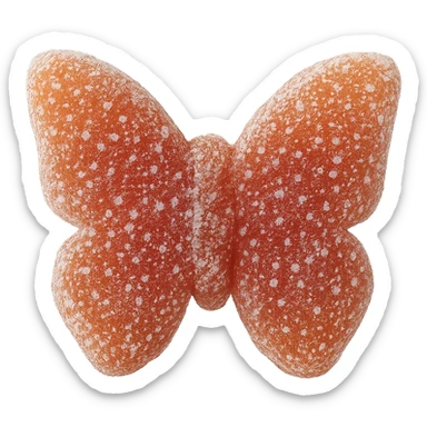 realistic butterfly-shaped candy with a sugar coating, isolated on a transparent background, no visible background sticker
