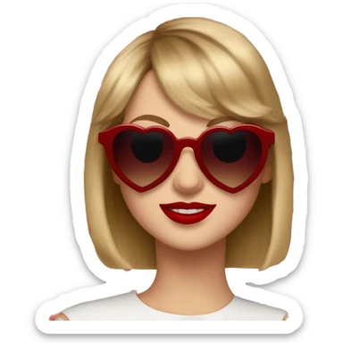 Taylor swift wearing dark red heart shaped sunglasses sticker