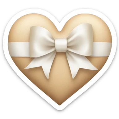 Beige heart with white bow sticker