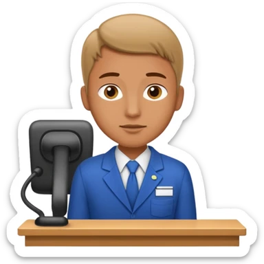 man in receptionist uniform thinking  sticker