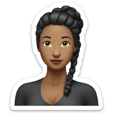 Fit woman in a tight suit with black hair tied in a bun doing yoga sticker